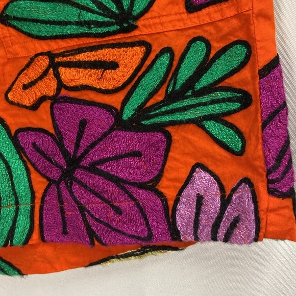 Roller Rabbit Jorales Embroidered Sierra Shorts Orange Multi Size Medium - Picture 3 of 6